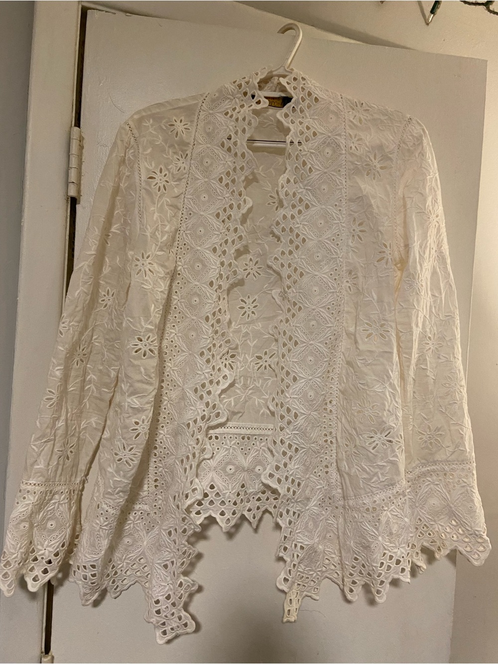 Polo by Ralph Lauren White Lace Eyelet Open Cardigan